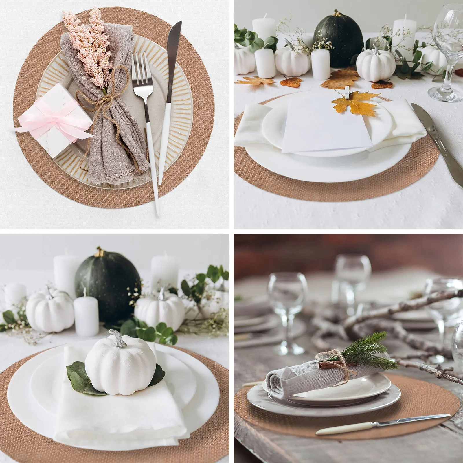 Rustic Burlap Round Placemats - 12" Diameter Burlap Circle Rustic Table Decorations (Set of 12) - Rustic Farmhouse Table Setting for Weddings, Dining & Event Decor